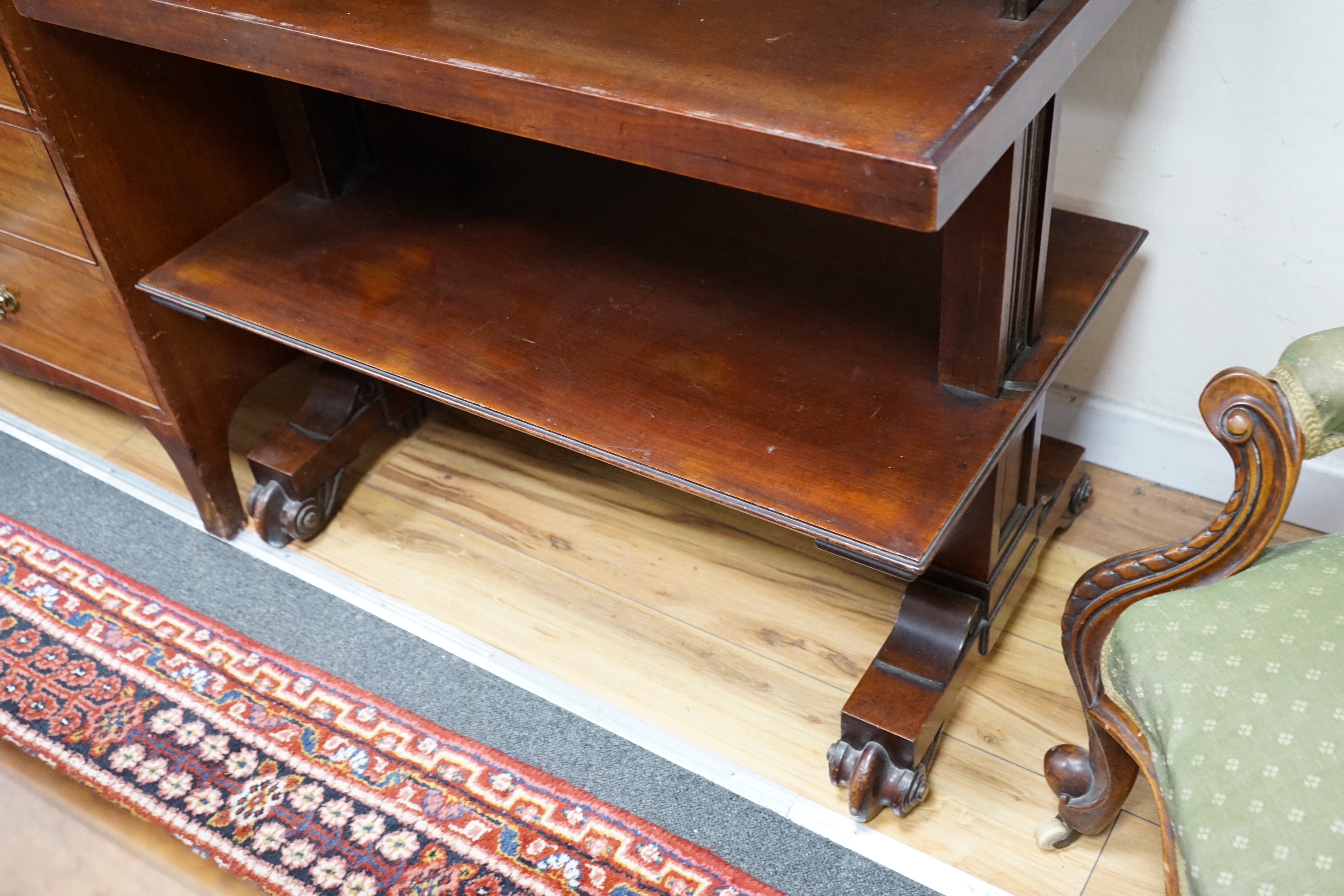 A Victorian mahogany metamorphic buffet, length 96cm, depth 58cm, height 106cm